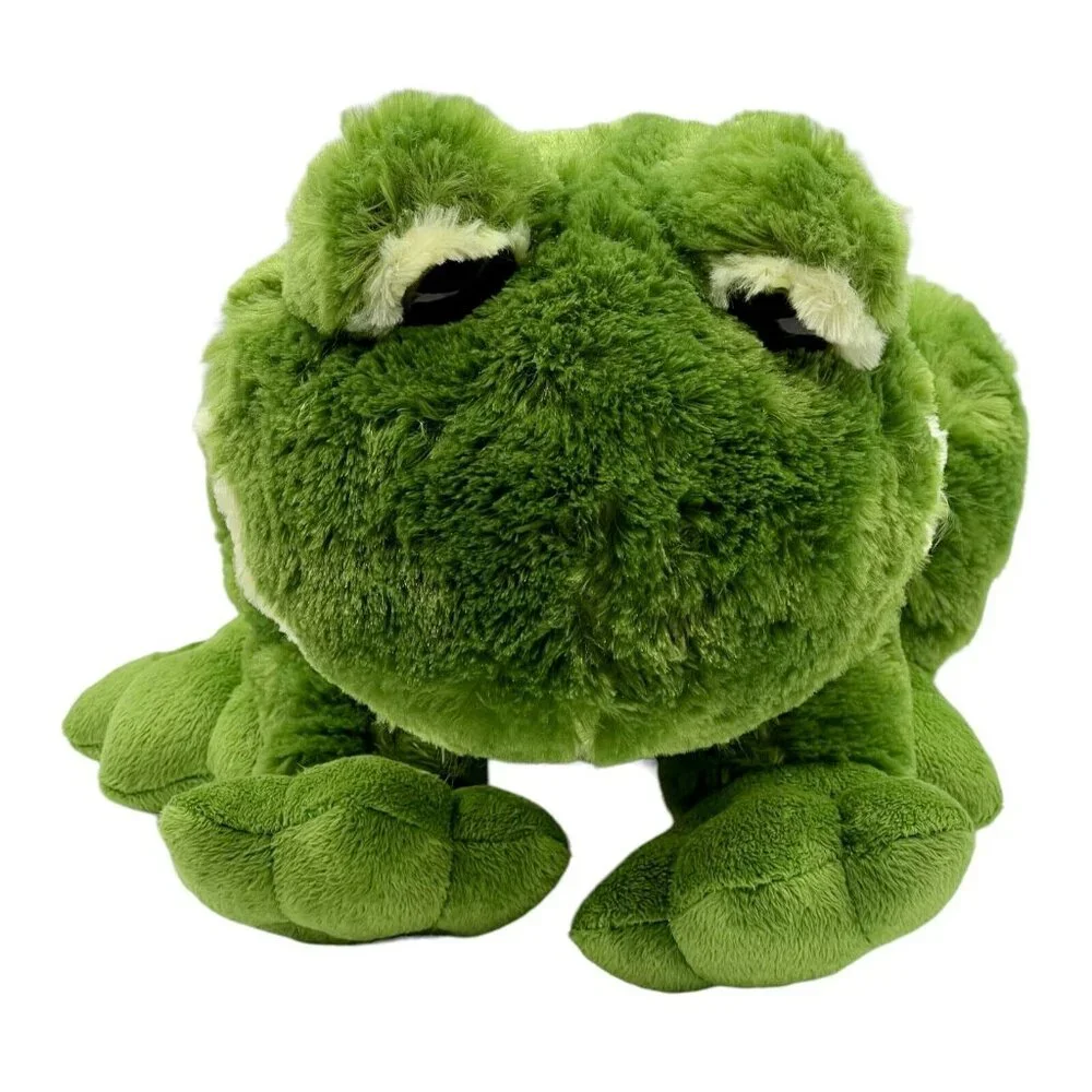 Toys R Us Frog Plush‎ Green Sitting Up 10 inch Stuffed Animal Yellow Belly